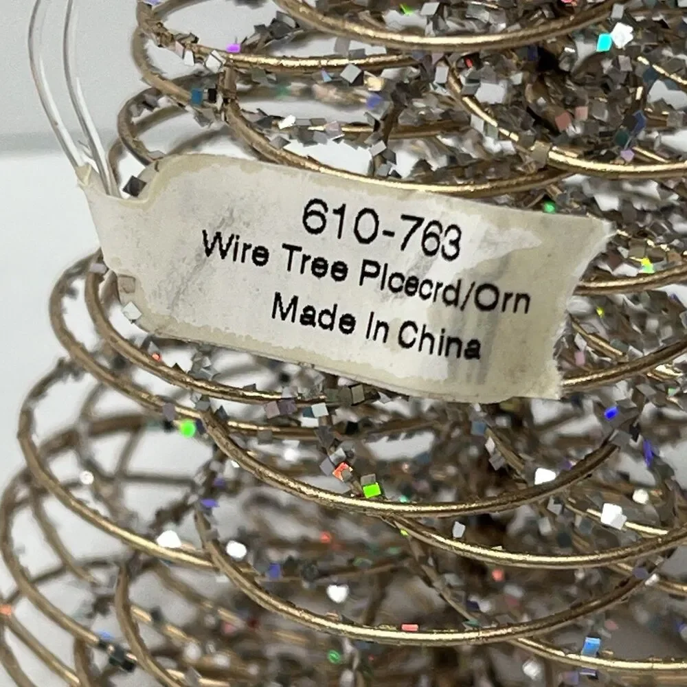 Lot Of 9 Crate & Barrel Gold Spiral Glitter Tree Christmas Ornaments/placecard